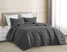 The secret is the new black suit is actually… very dark gray. Cozybeddings Stonish Stonewashed Quilt Set Charcoal Grey King Walmart Com Grey Bedding Master Bedroom Grey Bedding Cal King Bedding