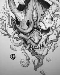 Black And White Japanese Demon Tattoo Designs Pravaya Levaya Ikra Japanese Tattoo Japanese Tattoo Art Oni Tattoo