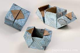 I recommend using origami paper if you want them to turn out nice, but regular paper will do fine for simple. Origami Hinged Box Video Tutorial Paper Kawaii Origami Gift Box Origami Gifts Modular Origami