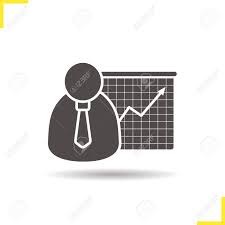 Business Presentation Icon Drop Shadow Growth Chart Silhouette