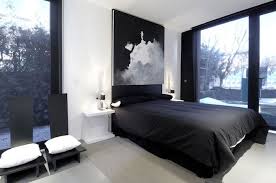 Black And White Bedroom Design With White Walls Two Black Chairs With White Cushions Black Bed And Black And Grey Bedroom Grey Bedroom Design Small Bedroom