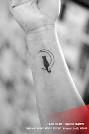 Cat With Crescent Moon Tattoo By Rahul Barve Skin Machine Tattoo Studio Skinmachinetattoo Email For Appointments Crescent Moon Tattoo Moon Tattoo Tattoos