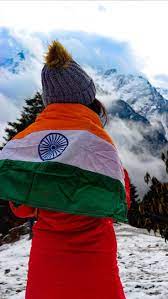 Girl Indian Flag Snow Mountains 4k Ultra Hd Mobile Wallpaper Indian Flag Images Indian Flag Indian Flag Photos