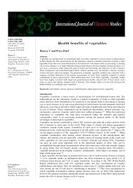 Pdf Health Benefits Of Vegetables