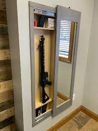 Check spelling or type a new query. Hidden Storage Mirror In Wall Gun Safe Concealment Cabinet Rifle Pistol Gray Ebay