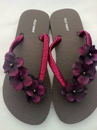 Ribbon Wrapped Flower Applied Flip Flops Cute Diy Sandals Diy Flip Flops Diy Fashion