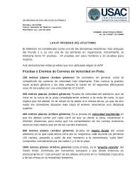 El evento consta de siete vueltas y 200 metros a la pista de 400 metros. 47 Pruebas De Atletismo Docsity