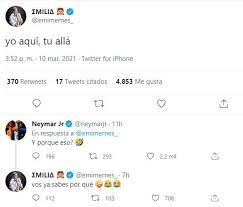 Neymar, mernes'in instagram'da paylaştığı bir fotoğrafın altına kalp emojisi koyması aşk iddialarını gündeme getirdi. Neymar Aviva Los Rumores Sobre Su Peculiar Relacion Con Emilia Mernes Por Un Tuit