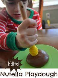 How To Make Your Own O Bake Edible Nutella Playdough Nutella Playdough Recipe How To Make Nutella