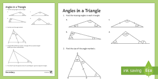 A right triangle is a triangle in which one angle is a right angle. Angles In A Triangle Worksheet Ks3 Ks4 Maths Beyond