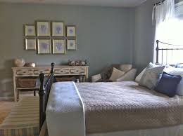 I think it would be amazing with red brick. Guest Room Farrow Ball Light Blue Framed Sea Life Prints Sheer White Sundress Drapes Mcubed Interiors Light Blue Bedroom Blue Interior Room