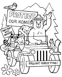 Smokey Friends Bear Coloring Pages Smokey The Bears Camping Coloring Pages