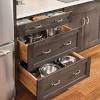 The space corner cabinet can be implemented with standard components. 1