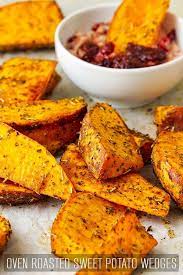 Oven Roasted Sweet Potato Wedges Happy Foods Tube Recipe Oven Roasted Sweet Potatoes Sweet Potato Recipes Healthy Sweet Potato Recipes Roasted