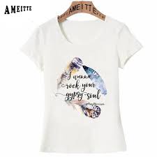 Also younger than the sun. Buy Summer Women T Shirt Gypsy Soul Into The Mystic Lyrics Print T Shirt Blue Feather At Affordable Prices Free Shipping Real Reviews With Photos Joom