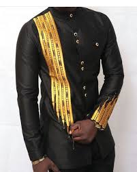 Black And Gold Mens Dress Shirt B L A C K G O L D Men S Embroidered Shirt Etsy African Men Fashion African Fashion African Wear