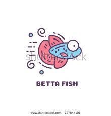 Line Style Logo With Cute Betta Fish Vector Illustration Isolated On White Background Betta Fish Fish Logo Betta