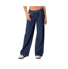 Edikted Women's Lucille low rise satin bow jeans
