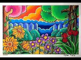 Gambar pemandangan taman bunga 16. Cara Menggambar Pemandangan Kebun Bunga Dg Gradasi Warna Youtube Seni Pastel Gambar Seni Krayon