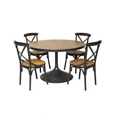 Linea metal round chairside table. Logan Round Wood Black Metal Dining Set