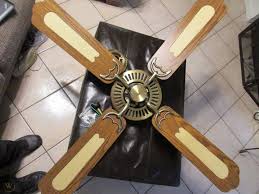 52 inch trinidad outdoor tropical ceiling fan with leaf or wicker blades: Hunter 23510 Vintage 52 Ceiling Fan Antique Brass Complete Tested Rattan Blades 1879921207