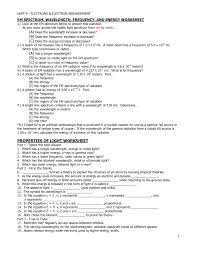 Wavelength Frequency Speed And Energy Worksheet Answers Nidecmege