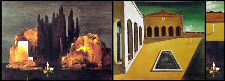Left, Arnold Böcklin, Island of the Dead, 1880. Centre, Giorgio De... |  Download Scientific Diagram