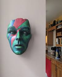 David Bowie Plaster Face Sculpture, Ziggy Stardust Wall Art