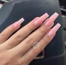 This can end up damaged tend to the natural nails with nail clippers, file, and buffer to achieve a nice shape. 68 Trendy Nails Natural Pink Acrylic Long Square Acrylic Nails Pink Acrylic Nails Clear Acrylic Nails