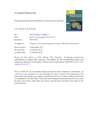 Pdf Evaluating Psychosocial Contributions To Chronic Pain Outcomes
