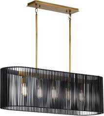 Kichler 44168bk Linara 5 Light 12 Inch Black Chandelier Linear Ceiling Light Single