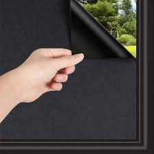Amazon Com Total Blackout Window Film 100 Light Blocking Non Adhesive No Residue Removable Opaque Static Cling Privacy Glass Film For Home Bedroom Darkening Heat Control Window Tint 35 4 Inch X 8 2 Feet