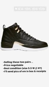 Jordan Retro 12s Black And White Shoes Jordan S Retro 12s Size 5 5 Size 4y Kicks Black And White Shoes Black And White Shoes All Black Sneakers White Shoes