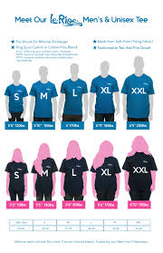 mens unisex size chart lerage shirts