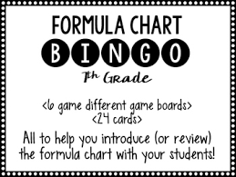 Formula Chart Bingo 7th Grade