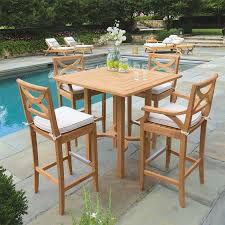 Teak Bar Height Table Fiori 43 In Square Bar Table In 2020 Teak Outdoor Furniture Bar Table And Stools Teak Outdoor