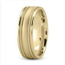 14k Yellow Gold Men S Wedding Band With Beaded Design Mens Yellow Gold Wedding Bands Mens Wedding Rings Custom Mens Wedding Rings