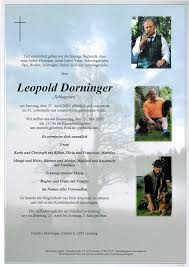 Bestattung preßnitz im bezirk leibnitz. Trauernachricht Parte Leopold Dorninger Bestattung Aigner Gaming