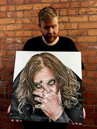 My finished tribute painting to Mr. Osbourne!!! Huge 30 x 40 canvas and  acrylic paint. Sorry about my name