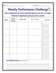 Band Orchestra And Chorus Weekly Practice Record Chart