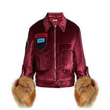 Miu Miu Fur Cuff Velvet Jacket Featuring Polyvore Women S Fashion Clothing Outerwear Jack Military Inspired Jacket Red Velvet Jacket Military Style Jackets