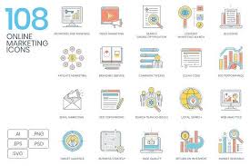 Online Marketing Color Line Icons Marketing Colors Marketing Icon Branding Services