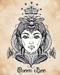 Queen Bee Portriat As A Woman Vector Art