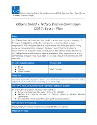 Cadet at the united states military academy,. Https S28543 Pcdn Co Wp Content Uploads Sites 39 2020 10 Citizens United V Fec Lesson Pdf