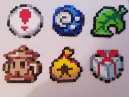 Animal Crossing Perler Beads Items Leaf Gyroid Pitfall Seed Bell Bag Present Fossil In 2020 Perler Bead Art Perler Bead Templates Perler Bead Patterns