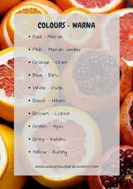 What's the english translation of warna? Malay Language Malaysia Bahasa Melayu Things Colours Color Warna Indonesian Language Beginner Lesson Malay Language