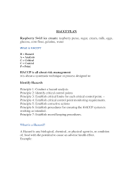 Haccp Plan Template Scope Of Work Template In 2019 Food