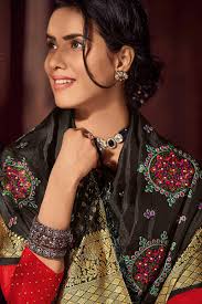 Fashionable Dusty Black Art Silk Saree|SARV113459