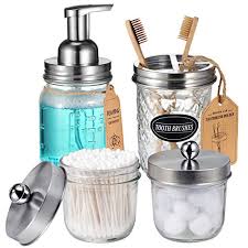 Homevacious bathroom vessel sink faucet oil rubbed bronze tall bath waterfall lavatory single handle with pop up drain…. Mason Jar Bathroom Accessories Set 4 Pack Foaming Soap Dispenser Qtip Holder Set Toothbrush Holder Rustic Farmhouse Home Accessories Design