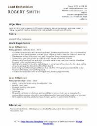 Lead Esthetician Resume Samples Qwikresume